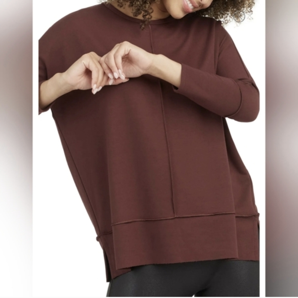 Spanx Perfect Length Dolman Sleeve Top In Wine XSmall - Picture 2 of 8